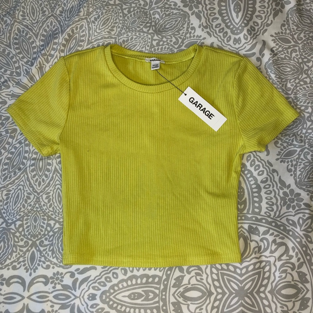 Garage Cropped Baby Tee in Linden Green
